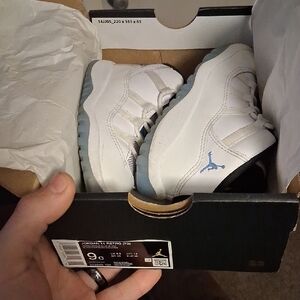 Jordan Kids' White and Light Blue Sneakers 9c